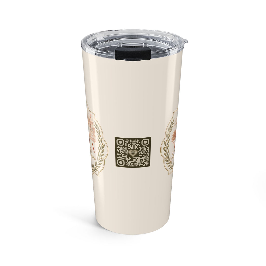 Villa Lago di Como 20oz Tumbler Cream Travel Cup with Rose Wreath Design