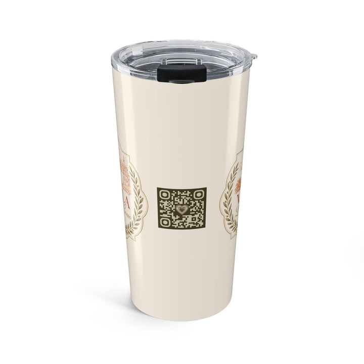 Villa Lago di Como 20oz Tumbler Cream Travel Cup with Rose Wreath Design
