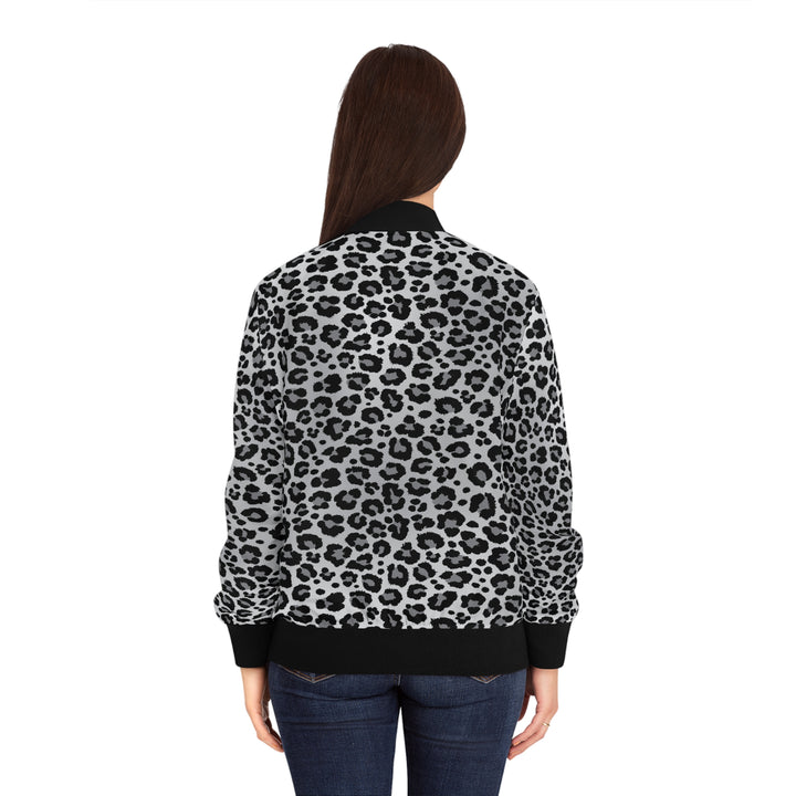 Snow Leopard Bomber Jacket Leopard Print Gifts For Her Trendy Chic Outerwear For Fashionistas