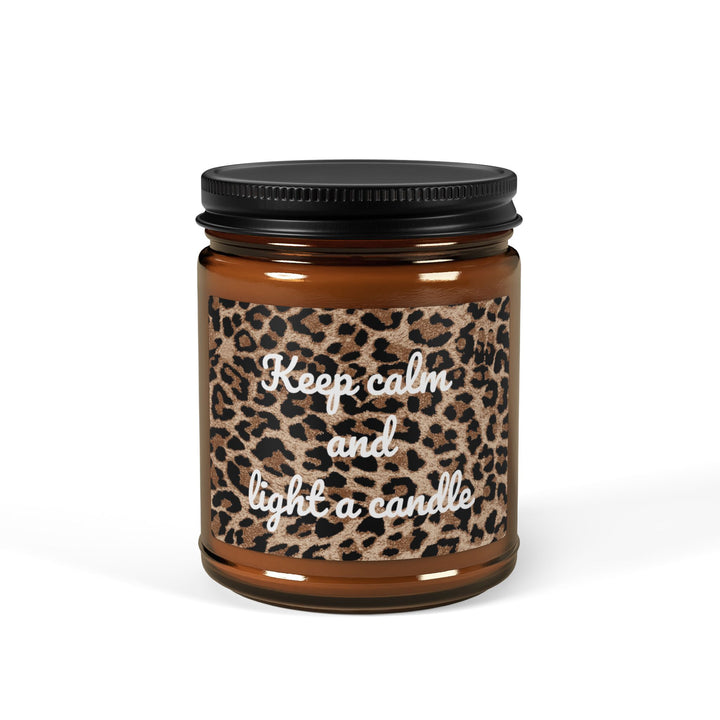 Candle Jar Scented Soy Candle (Multi-Size, Amber Jar) Keep Calm And Light A Candle