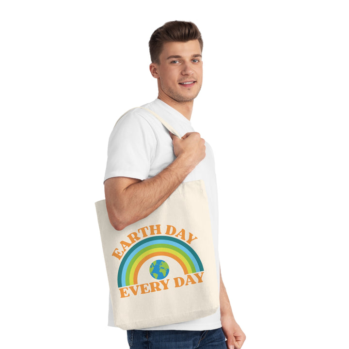 Earth Day Every Day Rainbow Woven Tote Bag Eco Friendly Sustainable