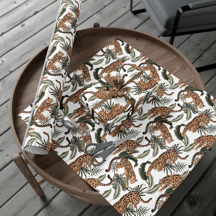 Leopard Botanical Gift Wrap Paper Stylish Trendy Wrapping for Special Occasions Christmas Wrapping Paper