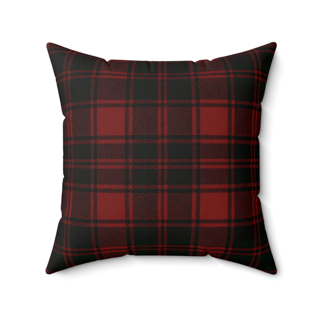 Black Red Tartan Plaid Pillow, Cozy Cabin Faux Suede Throw Pillow