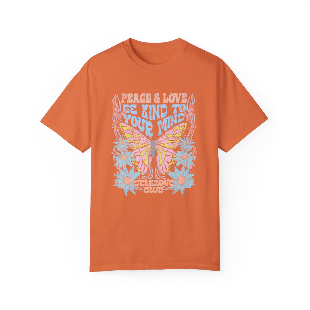 Boho Floral TShirt Peace & Love Butterfly Comfort Colors® T-Shirt Flowers Tee