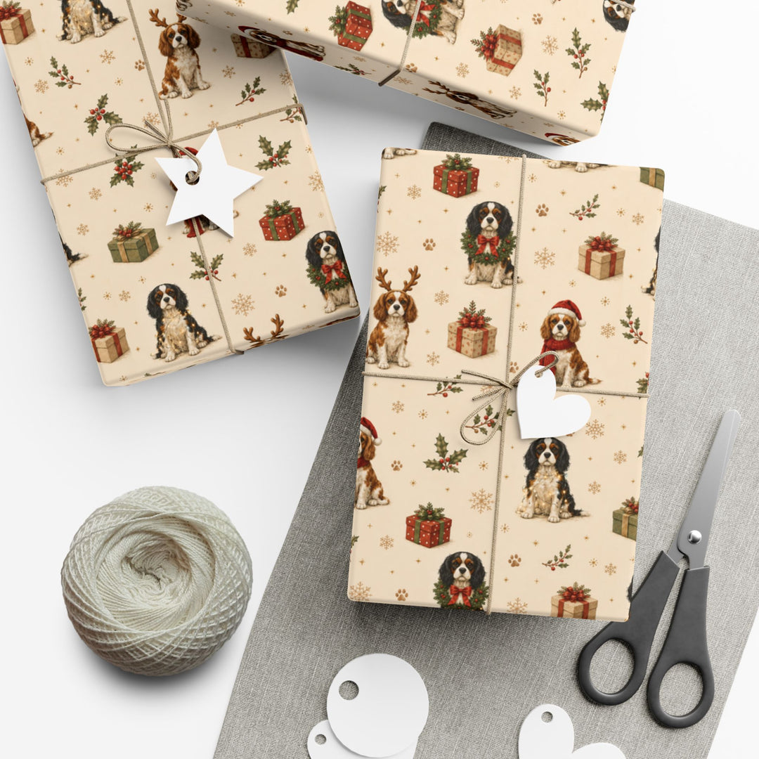 Cavalier King Charles Christmas Wrapping Paper | Luxury Dog Lover Gift Wrap | Holiday Cavalier Christmas Decor | Merry Paws Collection™