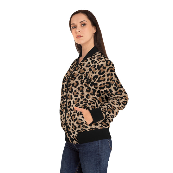 Leopard Print Women's Bomber Jacket — All-Over Print Fashion Bomber