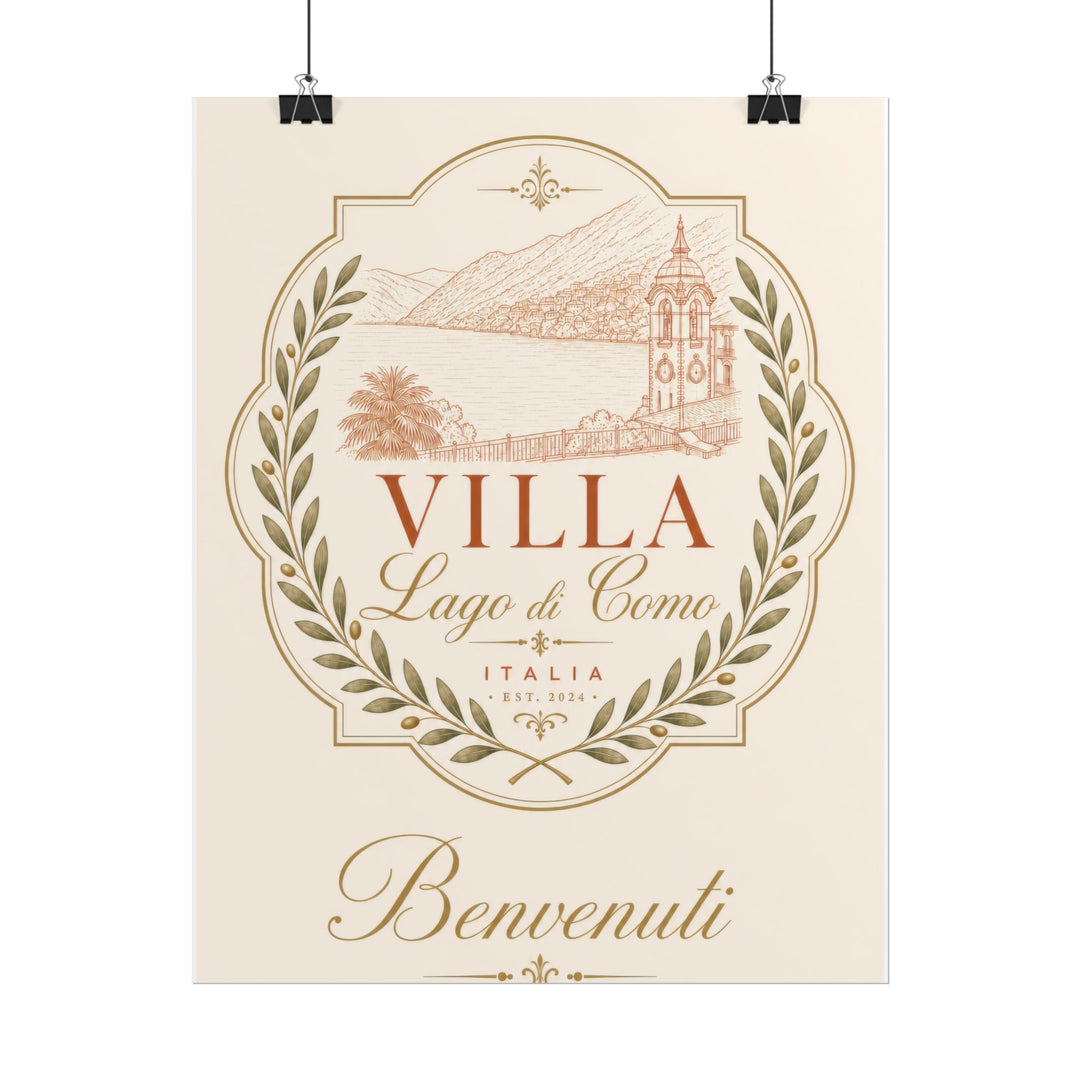 Villa Lago di Como Benvenuti Rolled Poster Vintage Italian Travel Art Print