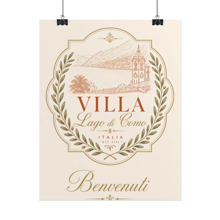 Villa Lago di Como Benvenuti Rolled Poster Vintage Italian Travel Art Print