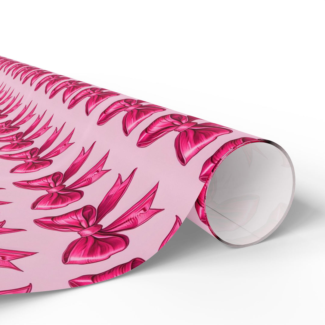Pink Bow Wrapping Paper Coquette Christmas Gift Wrap Hot Pink Ribbon Pattern for Gifts
