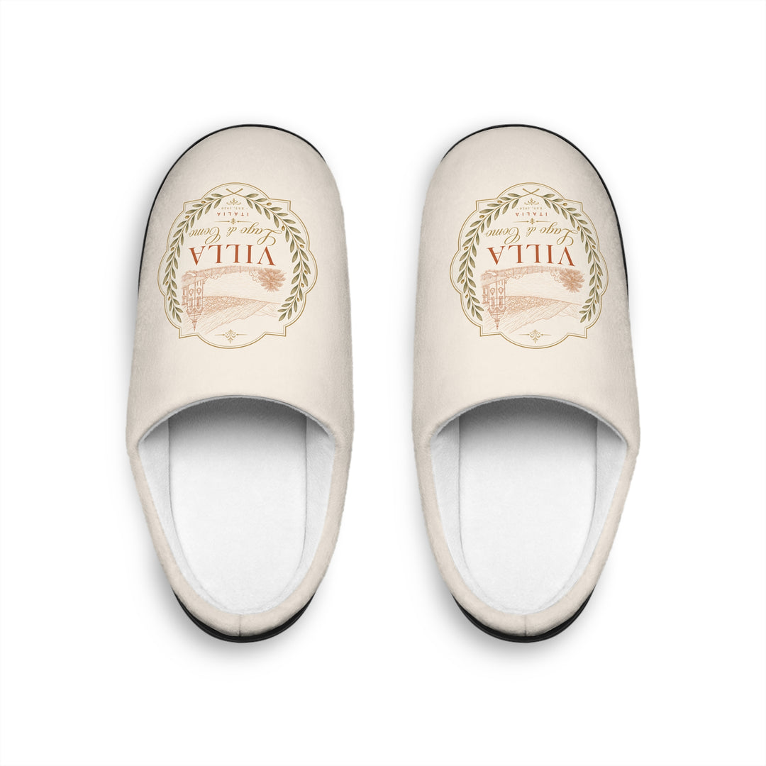 Villa Lago di Como Emblem Women's Indoor Slippers Cozy Cream Logo Mules