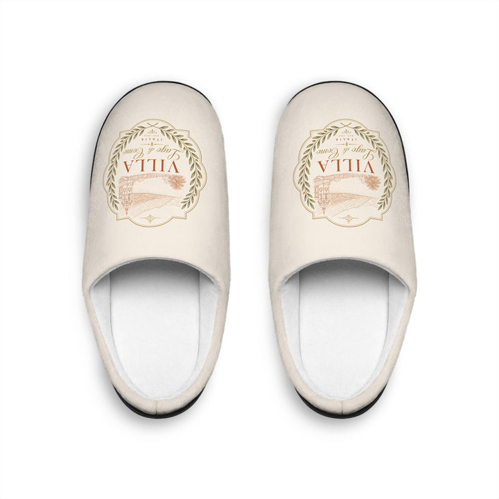Villa Lago di Como Emblem Women's Indoor Slippers Cozy Cream Logo Mules