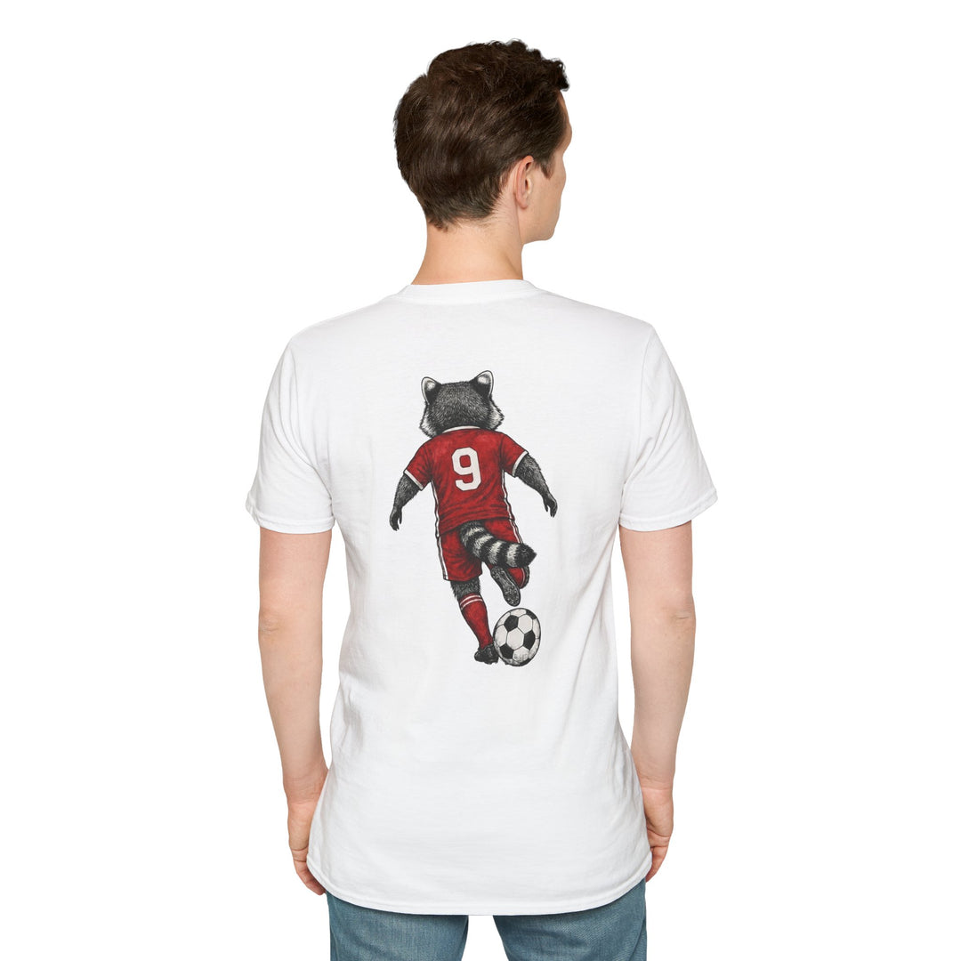 Raccoon Soccer Player T‑Shirt Cute Animal Jersey with Number 9 Unisex