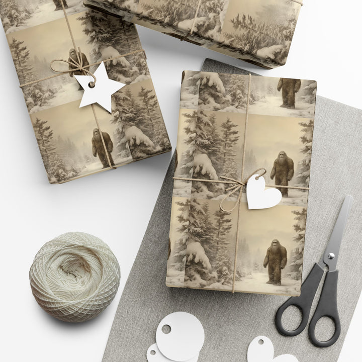 Bigfoot Wrapping  Paper Vintage Woodland Gift Wrap Paper
