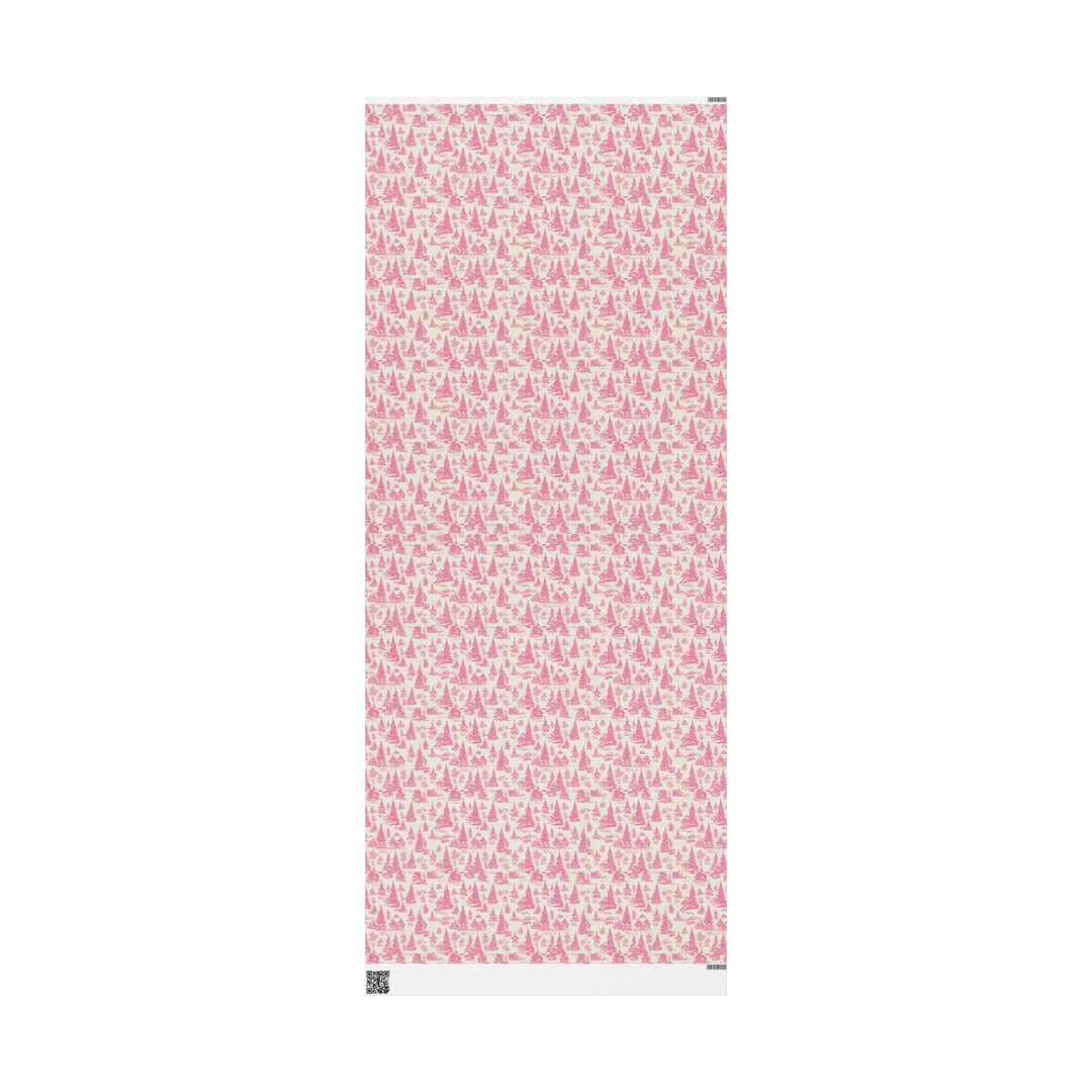 Pink Toile Wrapping Paper Roll — Vintage Cottage Pattern Gift Wrap for Birthdays, Bridal, Mother’s Day
