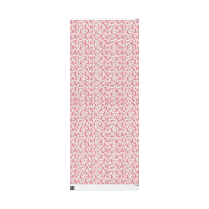 Pink Toile Wrapping Paper Roll — Vintage Cottage Pattern Gift Wrap for Birthdays, Bridal, Mother’s Day