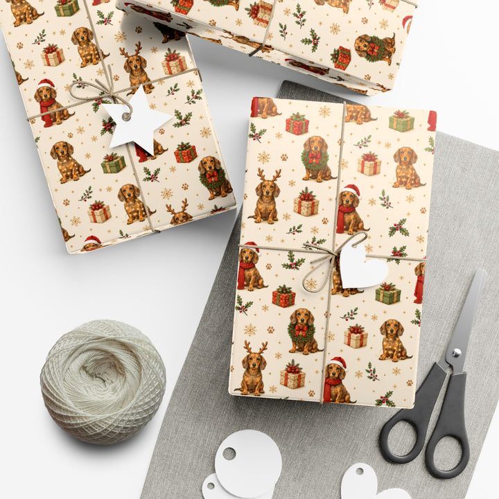 Dachshund Christmas Gift Wrap | Wiener Dog Wrapping Paper | Doxie Holiday Gift Wrap | Dachshund Mom Christmas Gift