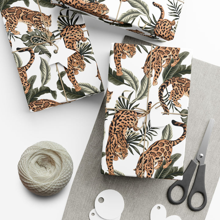 Leopard Botanical Gift Wrap Paper Stylish Trendy Wrapping for Special Occasions Christmas Wrapping Paper