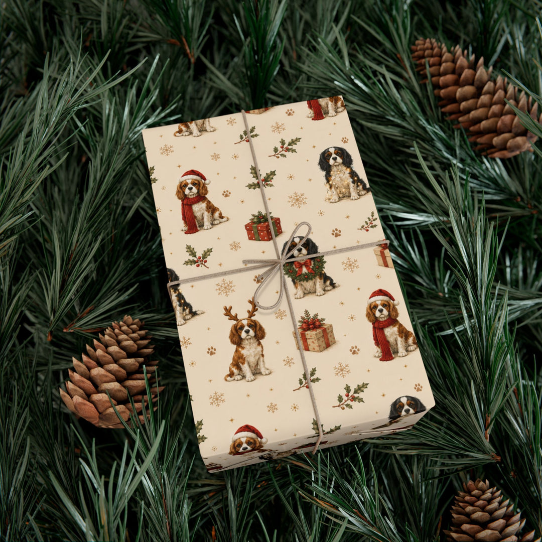 Cavalier King Charles Christmas Wrapping Paper | Luxury Dog Lover Gift Wrap | Holiday Cavalier Christmas Decor | Merry Paws Collection™