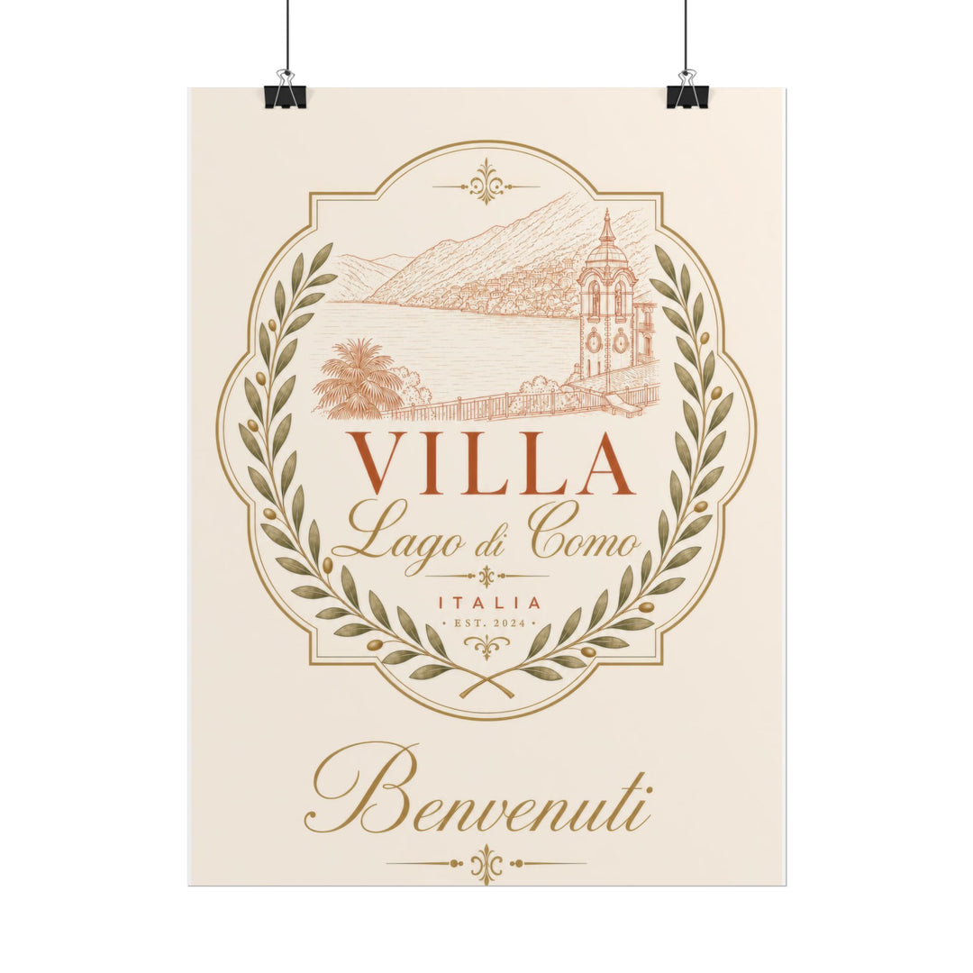 Villa Lago di Como Benvenuti Rolled Poster Vintage Italian Travel Art Print