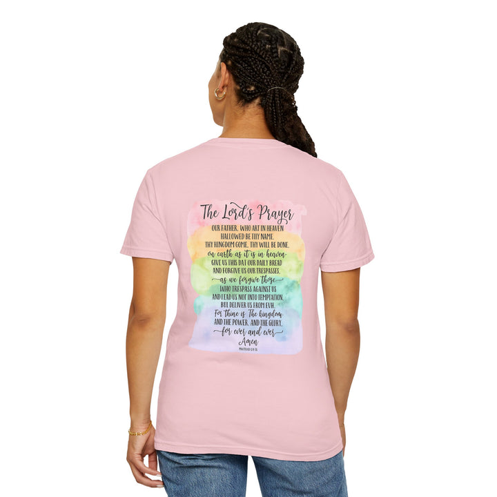 Christian Prayer TShirt The Lord's Prayer Watercolor Rainbow Design Our Father