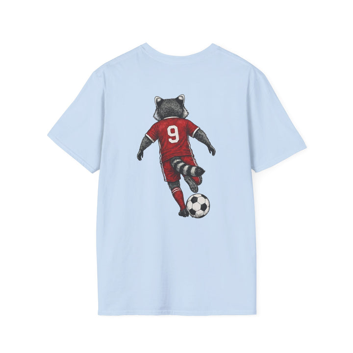 Raccoon Soccer Player T‑Shirt Cute Animal Jersey with Number 9 Unisex