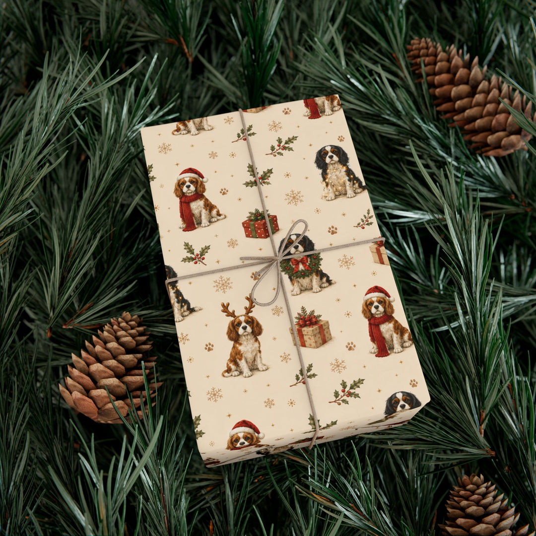 Cavalier King Charles Christmas Wrapping Paper | Luxury Dog Lover Gift Wrap | Holiday Cavalier Christmas Decor | Merry Paws Collection™