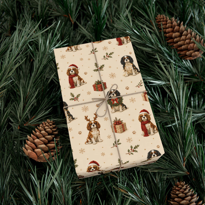 Cavalier King Charles Christmas Wrapping Paper | Luxury Dog Lover Gift Wrap | Holiday Cavalier Christmas Decor | Merry Paws Collection™
