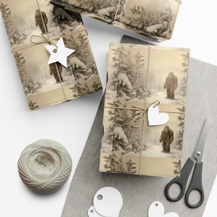 Bigfoot Wrapping  Paper Vintage Woodland Gift Wrap Paper