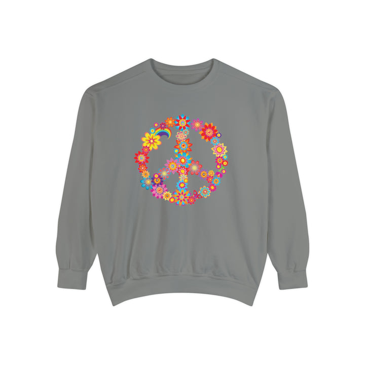 Peace Flower Oversized Garment-Dyed Sweatshirt
