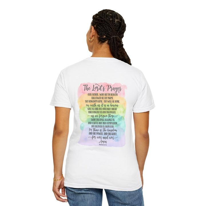 Christian Prayer TShirt The Lord's Prayer Watercolor Rainbow Design Our Father