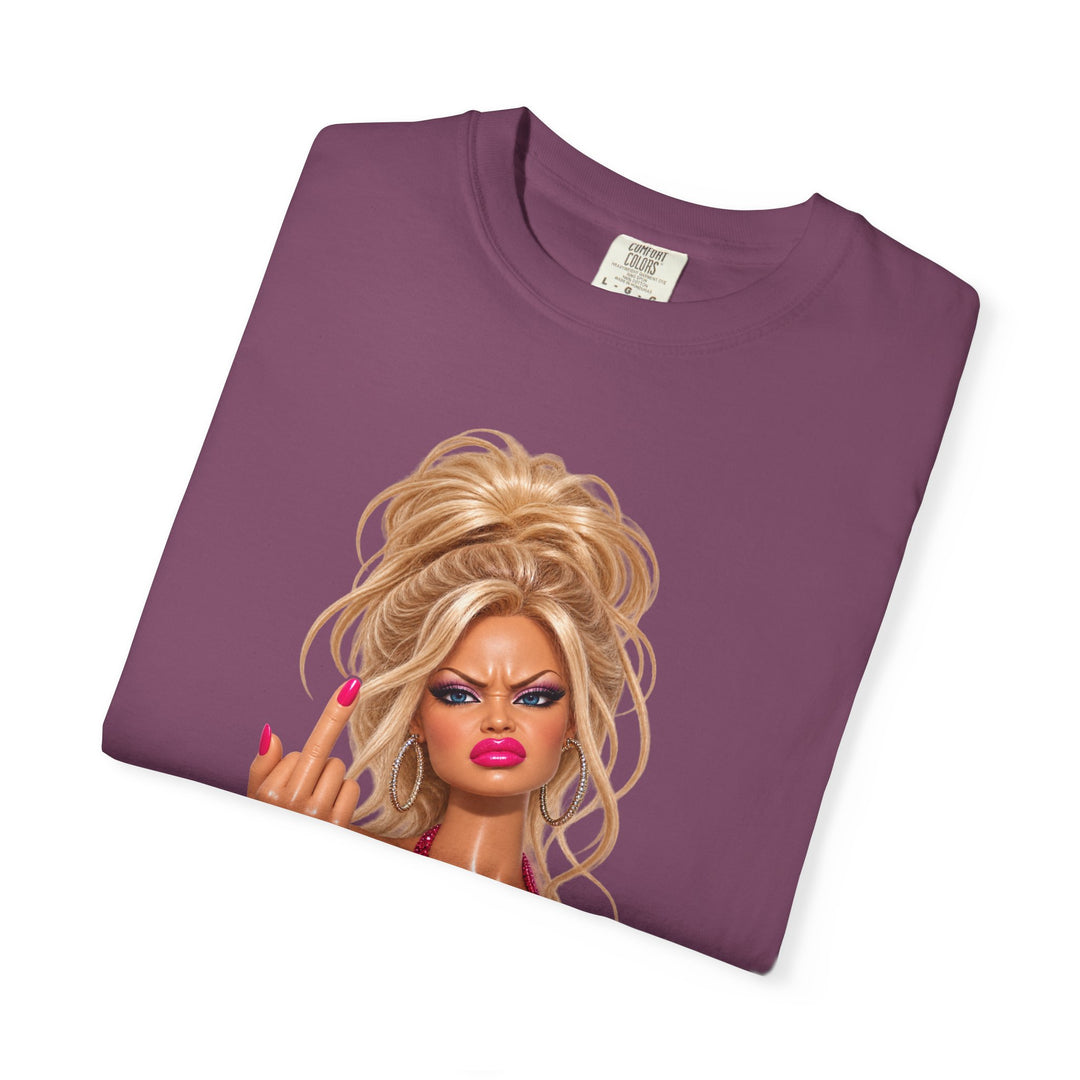 Middle Finger Meme Doll Retro Glam Diva T‑Shirt Sassy Sarcastic Joke Graphic Tee Women Humor Gag Shirt
