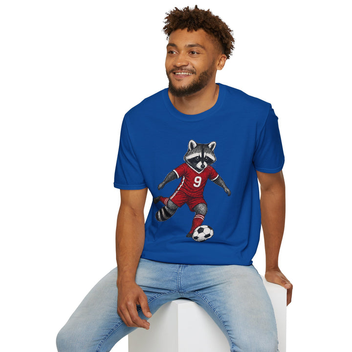 Raccoon Soccer Player T‑Shirt Cute Animal Jersey with Number 9 Unisex