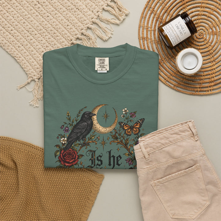 Is He Dead Yet Shirt Gothic Raven T-Shirt Anti Trump Protest Tee Floral Moon Celestial Moth Vintage Design