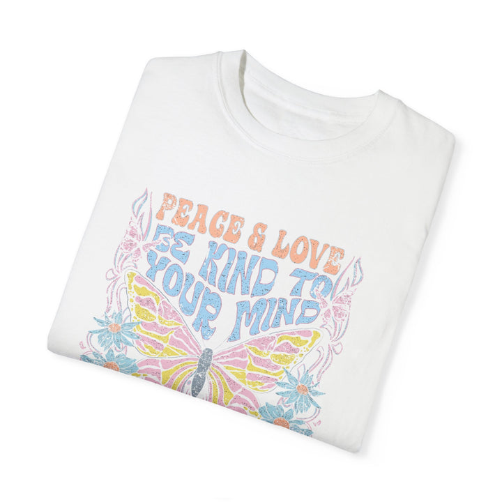Boho Floral TShirt Peace & Love Butterfly Comfort Colors® T-Shirt Flowers Tee