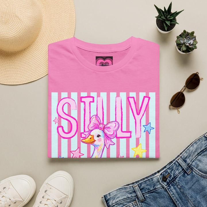 Silly Duck Graphic T-Shirt Pastel Cute Bird Tee with Bow Back To School