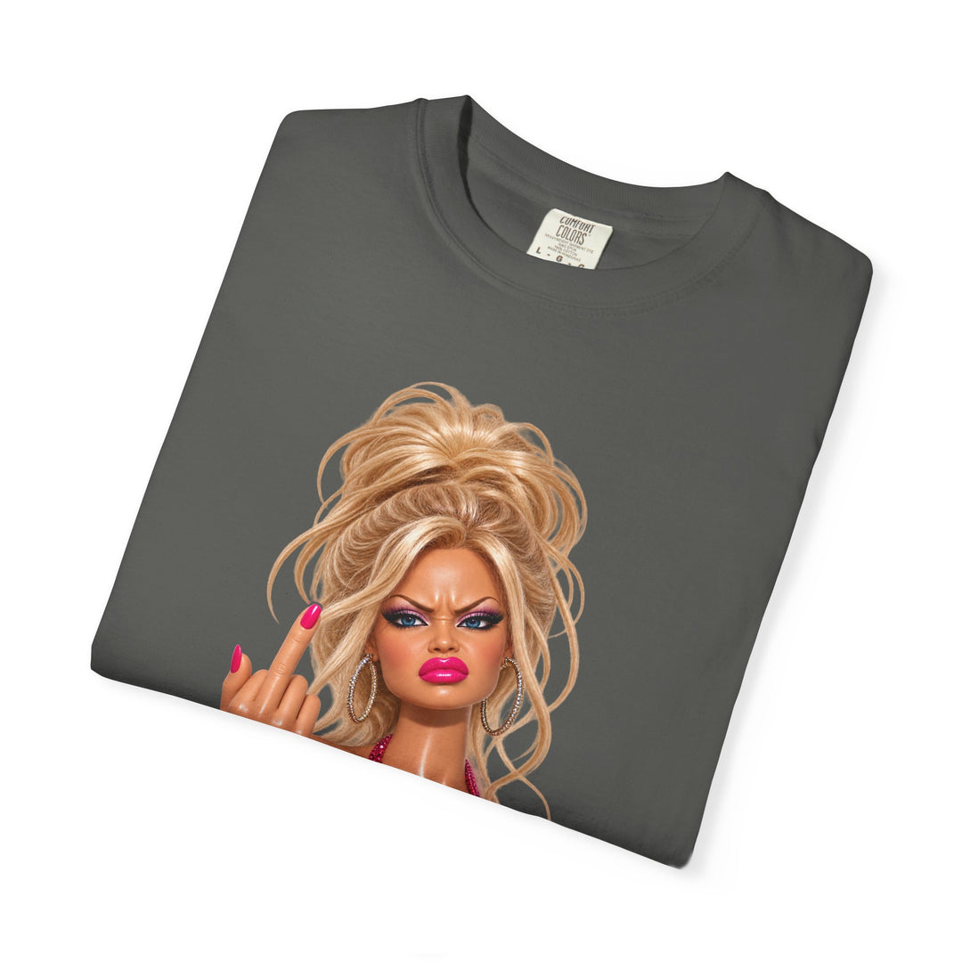 Middle Finger Meme Doll Retro Glam Diva T‑Shirt Sassy Sarcastic Joke Graphic Tee Women Humor Gag Shirt