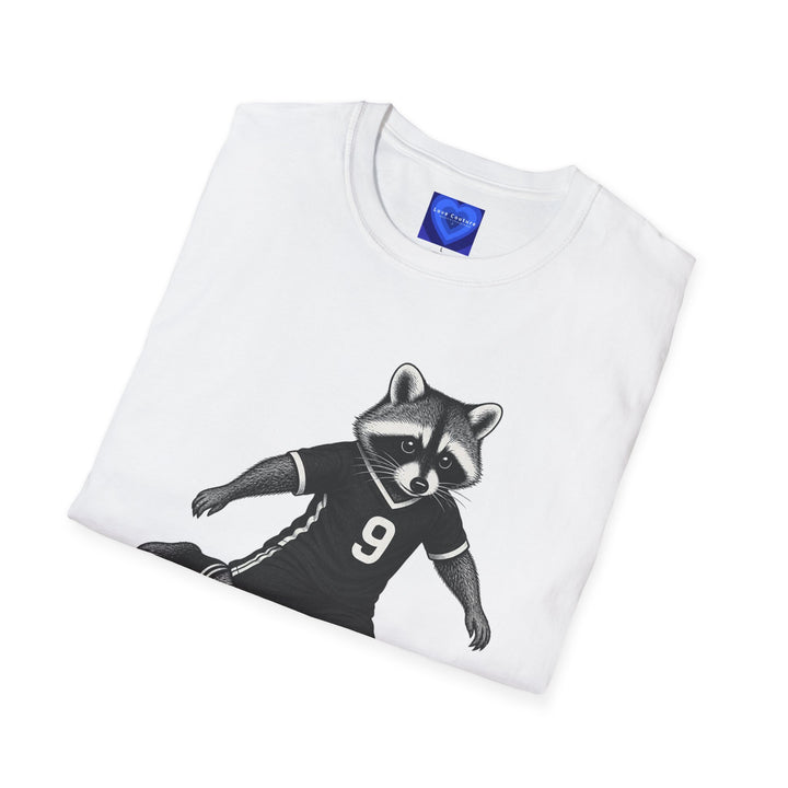 Raccoon Soccer T-Shirt — Cute Mascot Jersey Graphic (Number 9)