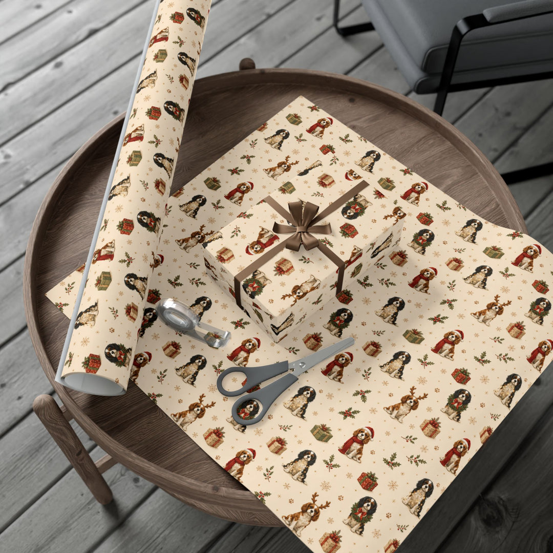 Cavalier King Charles Christmas Wrapping Paper | Luxury Dog Lover Gift Wrap | Holiday Cavalier Christmas Decor | Merry Paws Collection™
