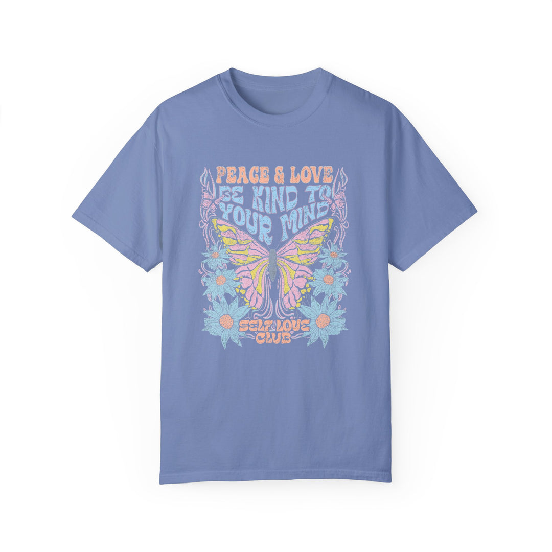 Boho Floral TShirt Peace & Love Butterfly Comfort Colors® T-Shirt Flowers Tee