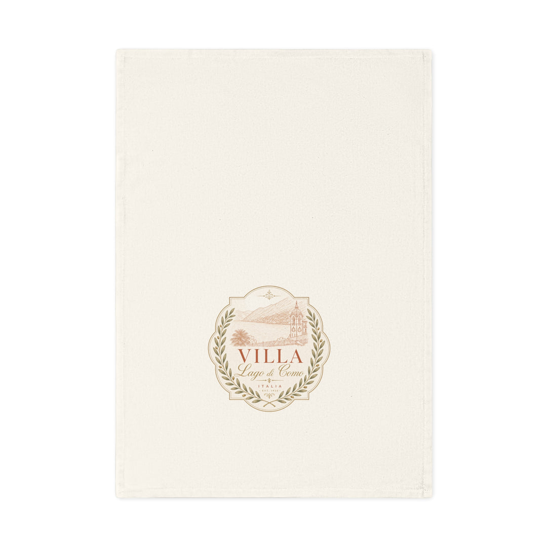 Villa Lago di Como Logo Cotton Tea Towel Rustic Mediterranean Kitchen Decor