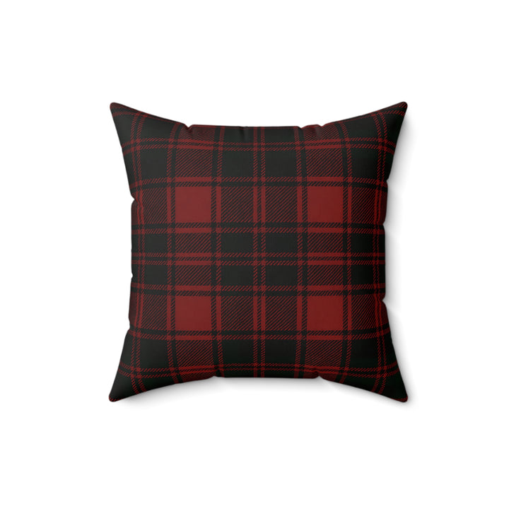 Black Red Tartan Plaid Pillow, Cozy Cabin Faux Suede Throw Pillow