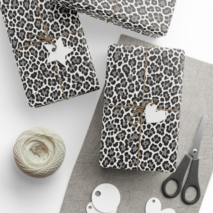 Leopard Print Wrapping Paper Roll Black, White Luxury Gift Wrap for Birthdays, Christmas, Holidays, and Stylish Celebrations