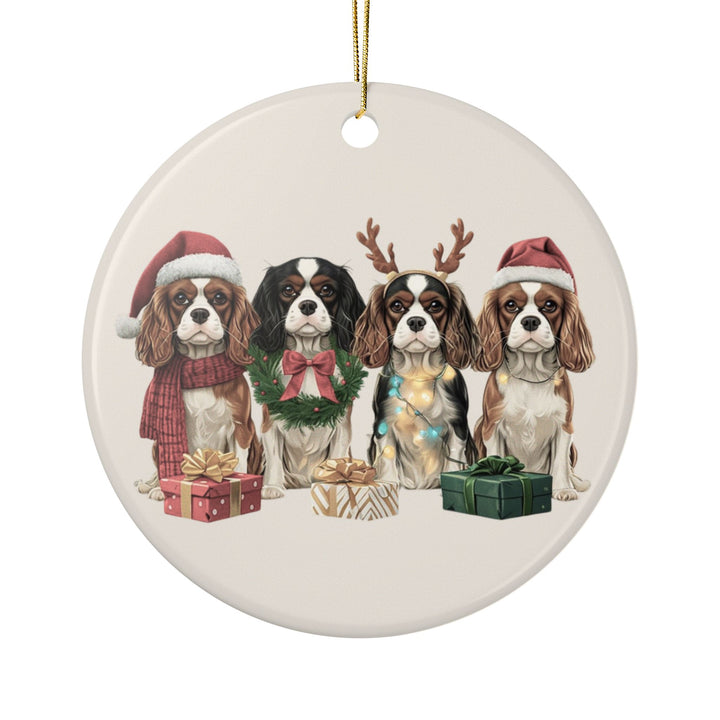 Cavalier King Charles Christmas Ornament | Dog Mom Ornament | Cavalier Christmas Decor | Merry Paws Collection™Holiday Dog Ceramic Ornament (Two-Sided)