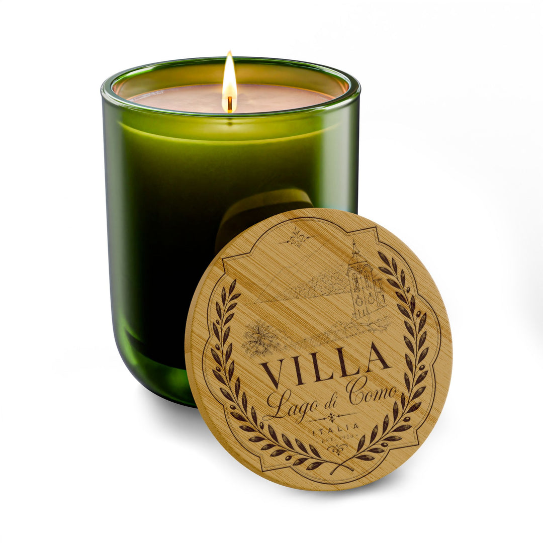 Engraved 14oz Soy Candle Villa Bamboo Lid Lake Como Inspired