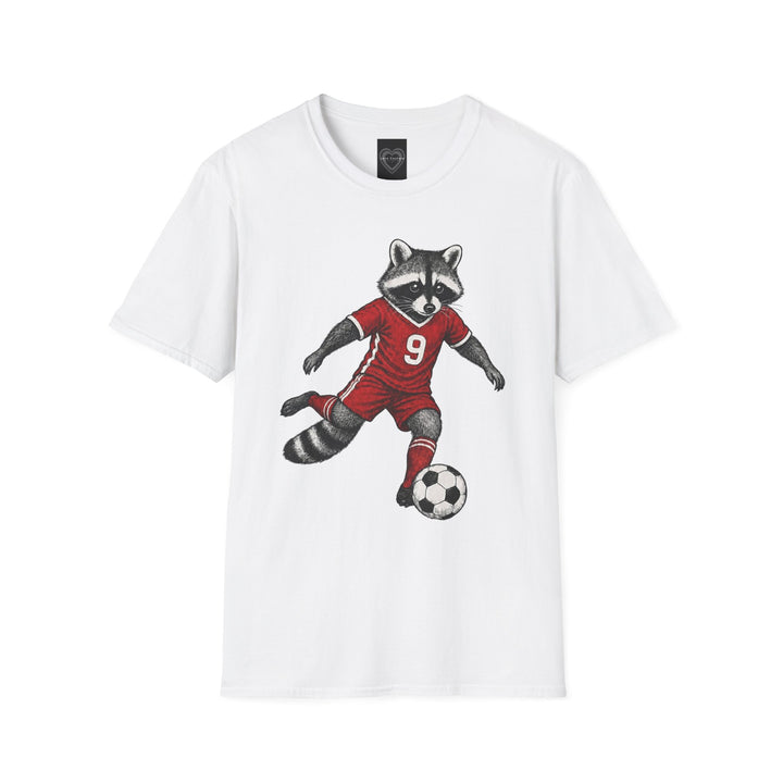 Raccoon Soccer Player T‑Shirt Cute Animal Jersey with Number 9 Unisex