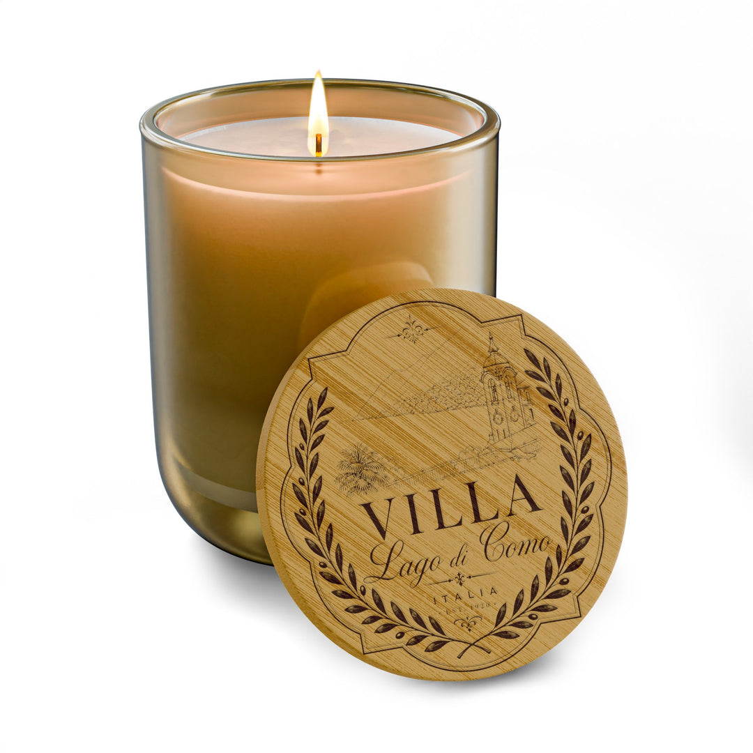 Engraved 14oz Soy Candle Villa Bamboo Lid Lake Como Inspired