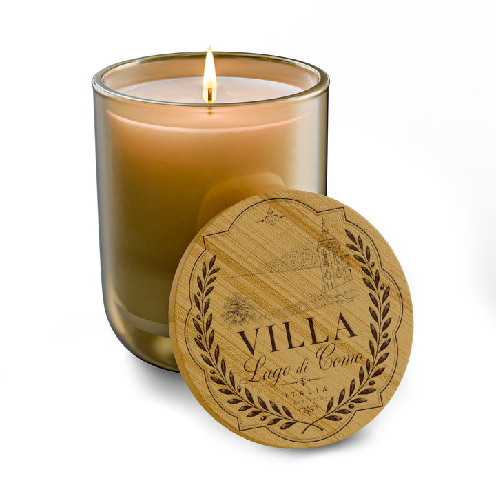 Engraved 14oz Soy Candle Villa Bamboo Lid Lake Como Inspired