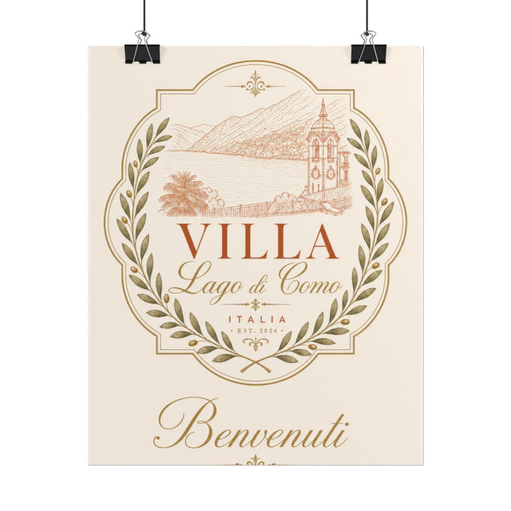 Villa Lago di Como Benvenuti Rolled Poster Vintage Italian Travel Art Print