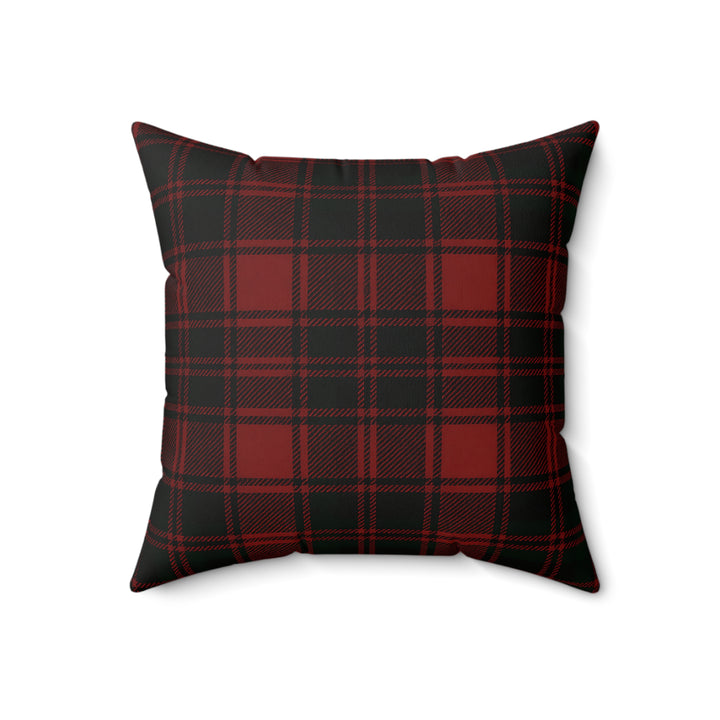 Black Red Tartan Plaid Pillow, Cozy Cabin Faux Suede Throw Pillow