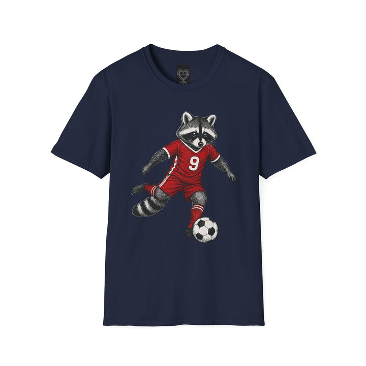 Raccoon Soccer Player T‑Shirt Cute Animal Jersey with Number 9 Unisex